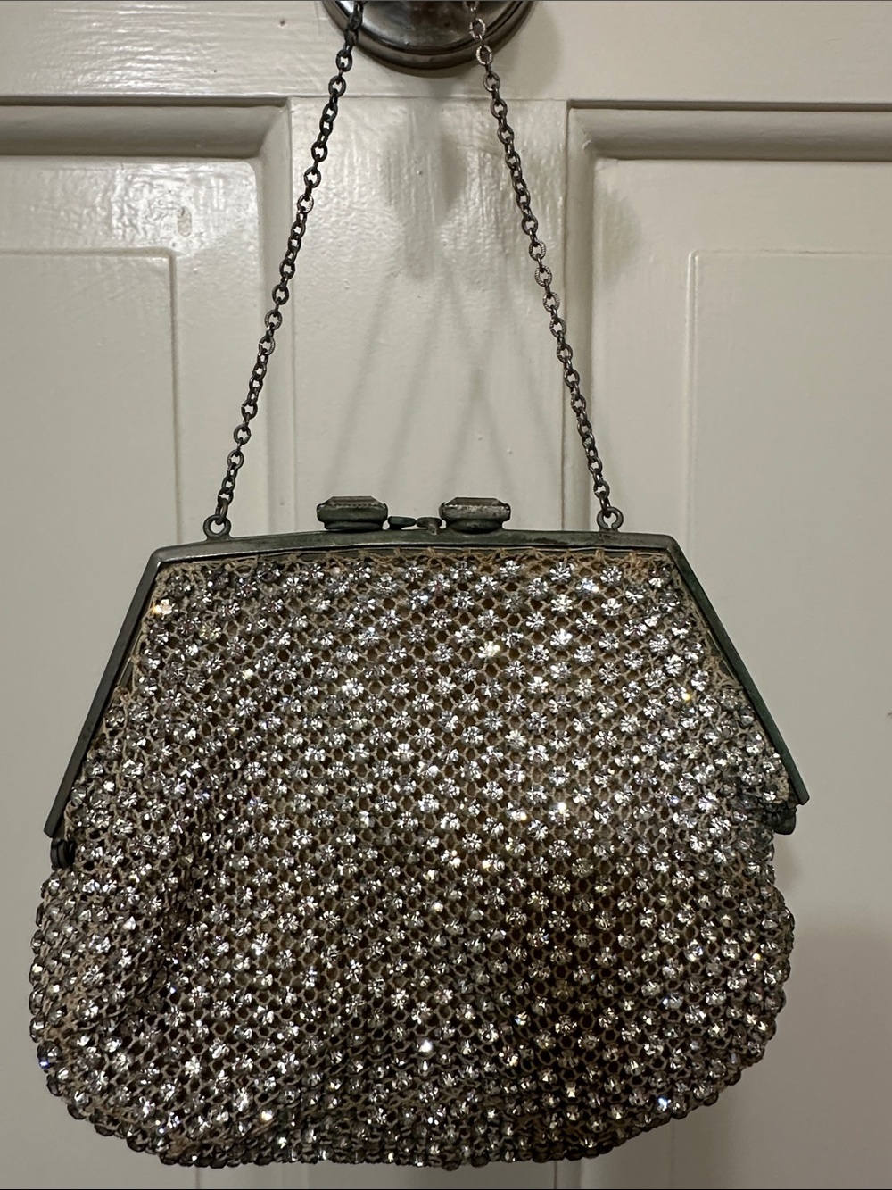 Vintage Silver Beaded Evening Bag